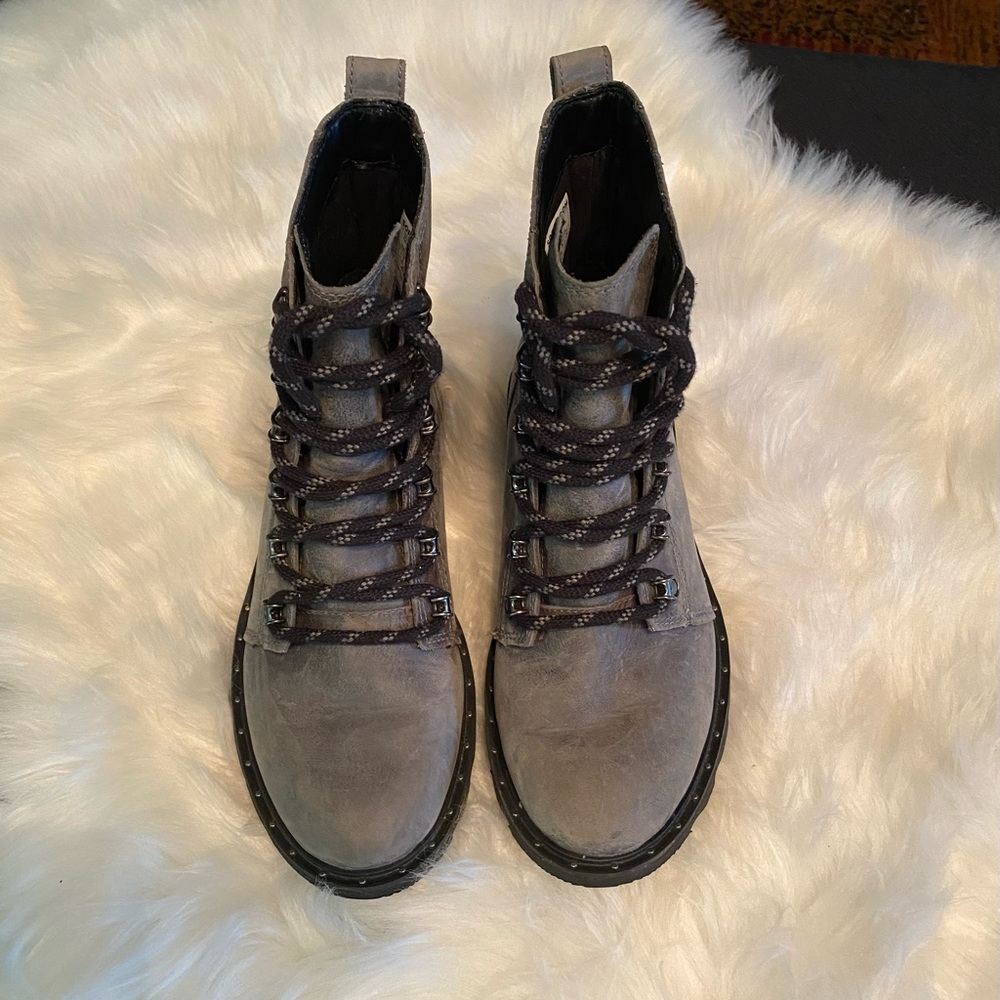 Gray Women's Lace-Up Boots